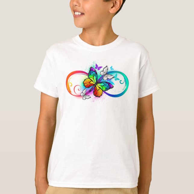 Camiseta Infinito brillante con mariposa arco iris (Anverso)
