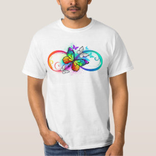 Camiseta Infinito brillante con mariposa arcoíris