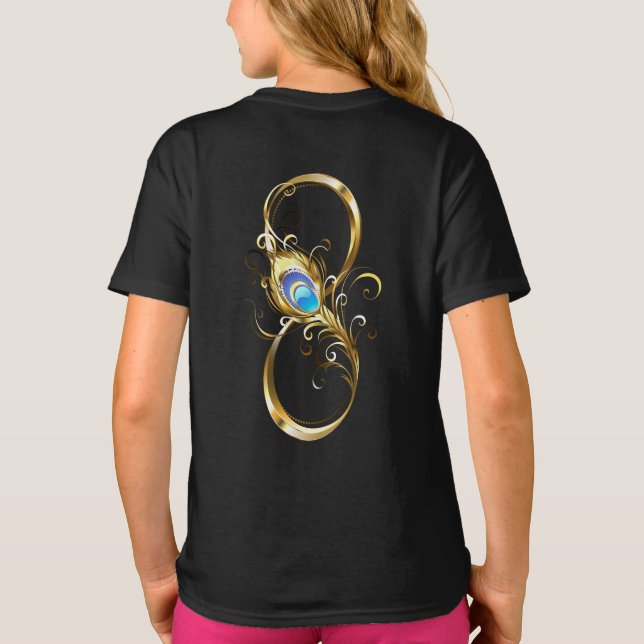Camiseta Infinito con la pluma de pavo real dorado (Reverso)
