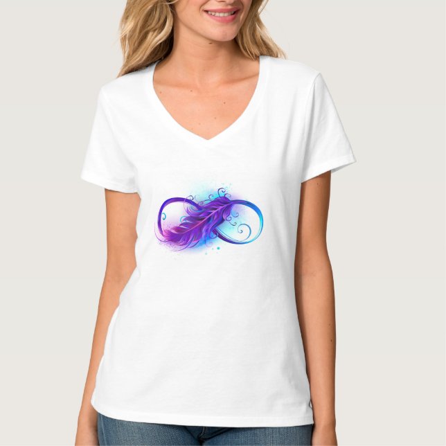 Camiseta Infinito con plumas púrpura (Anverso)