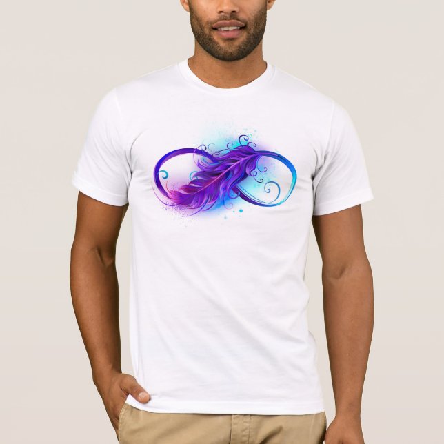 Camiseta Infinito con plumas púrpura (Anverso)