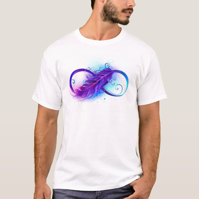 Camiseta Infinito con plumas púrpura (Anverso)