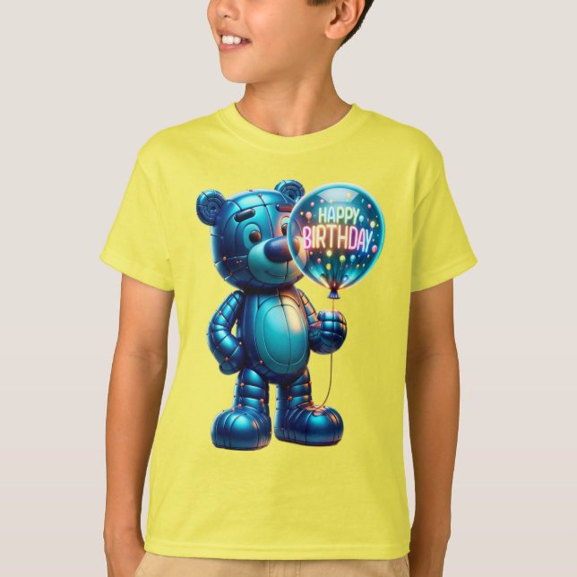Camiseta  Inflatable Bear with a Balloon, Happy Birthday, b (Anverso)