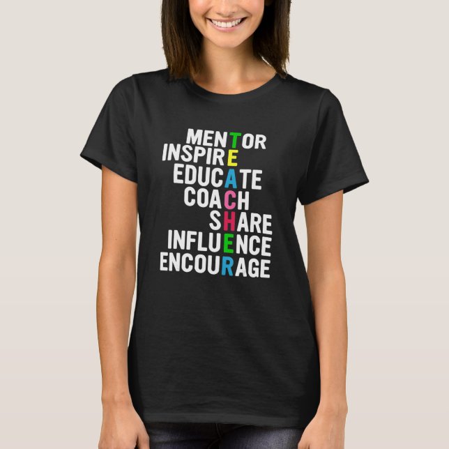 Camiseta influencia compartir educar alentar mentor inspira (Anverso)