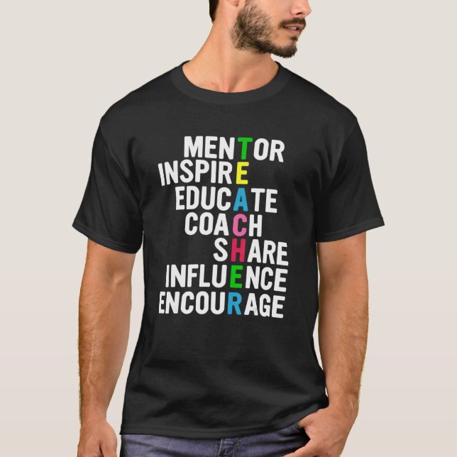 Camiseta influencia compartir educar alentar mentor inspira (Anverso)
