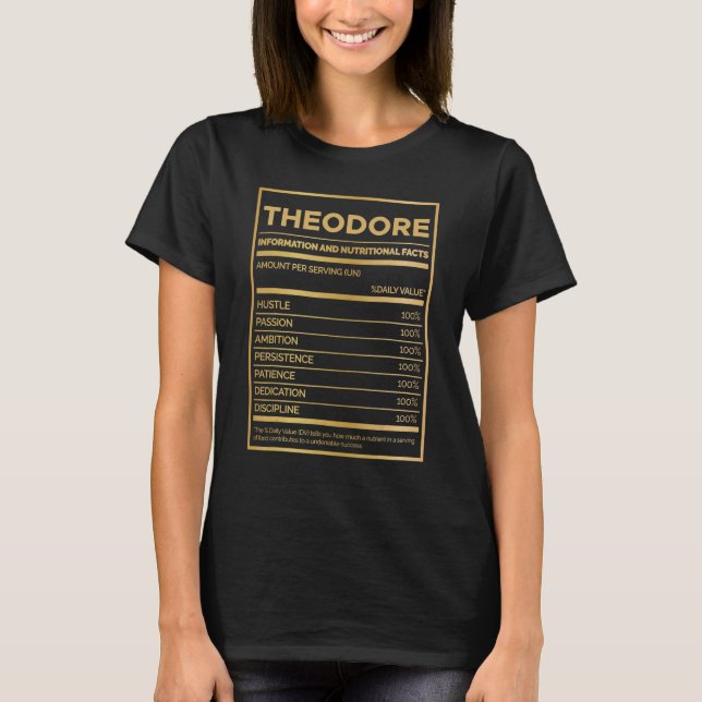 Camiseta Información De Nutrición De Teodore Cantidad Por S (Anverso)