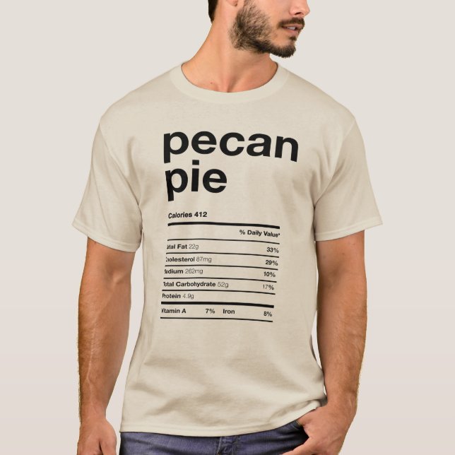 Camiseta Información sobre la Nutrición de Pecan Pie (Anverso)