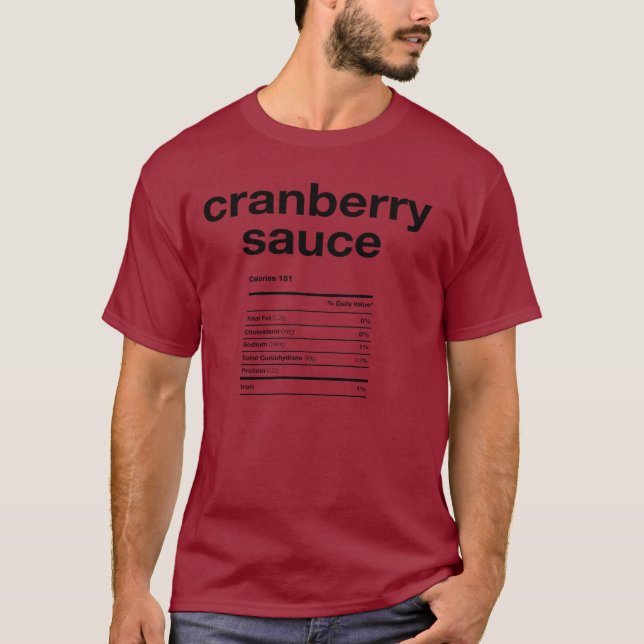 Camiseta Información sobre nutrición de la salsa de arándan (Anverso)