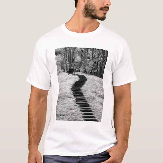Camiseta Infrarrojo de árboles edificios y senderos en Las (Anverso)