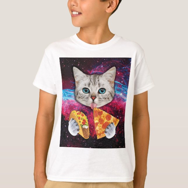 Camiseta infrecuente del Taco de la pizza del gato (Anverso)