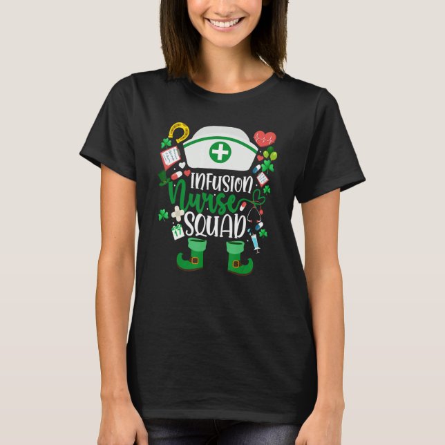 Camiseta Infusion Nurse Squad Nursing Leprechaun St Patrick (Anverso)