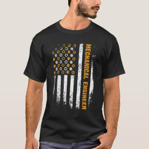 Camiseta Ingeniería Engranaje Rueda Dentada Bandera EE. UU.