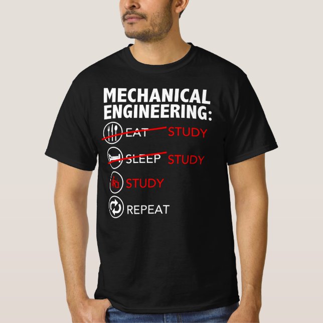 Camiseta Ingeniería Mecánica Estudio de Comida Estudiante d (Anverso)