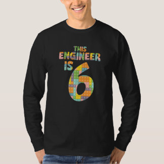 Camiseta Ingeniero 6 años de edad sexto cumpleaños nacido e