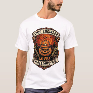 Camiseta Ingeniero Ama Halloween Calabaza Casco Martillo Ll