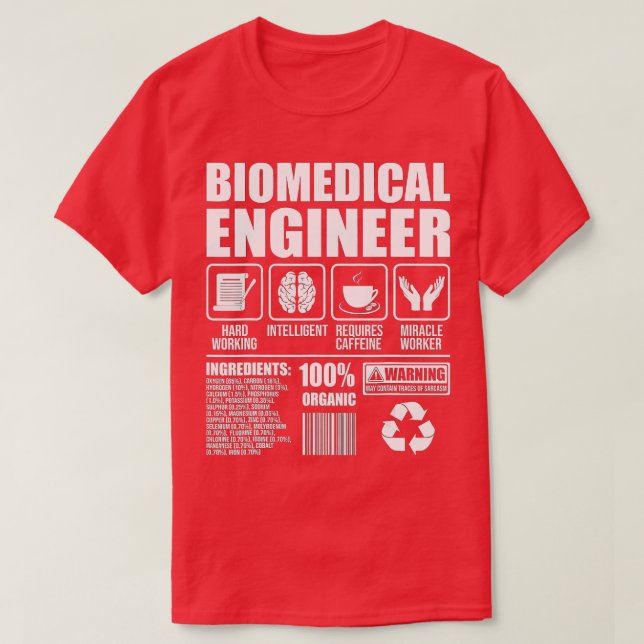 Camiseta Ingeniero biomédico muy trabajador Ciencia Biomed (Diseño del anverso)