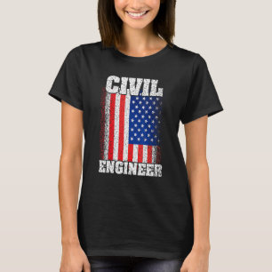 Camiseta Ingeniero Civil De Bandera Estadounidense Patriota
