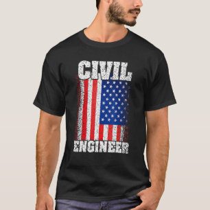 Camiseta Ingeniero Civil De Bandera Estadounidense Patriota