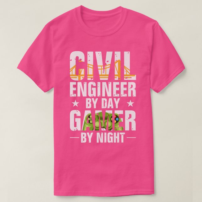 Camiseta Ingeniero Civil Gracioso Por Jugador De Día Por In (Diseño del anverso)