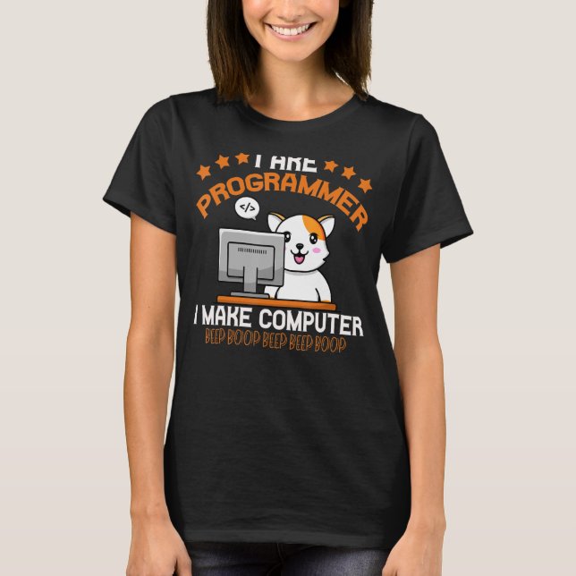 Camiseta Ingeniero Cuadrado de Codificación de Animales par (Anverso)