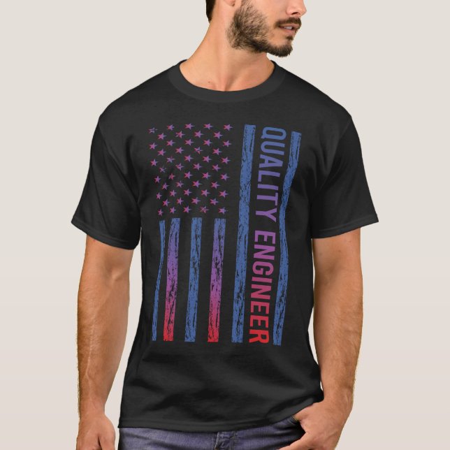 Camiseta Ingeniero de Calidad de Bandera de Estados Unidos (Anverso)