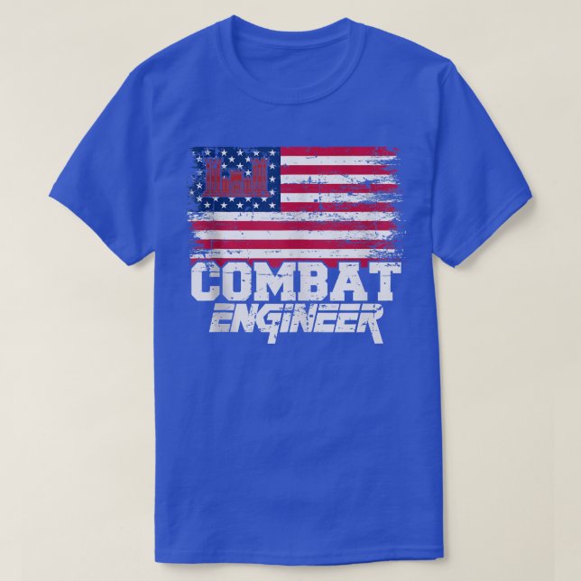 Camiseta Ingeniero de combate con bandera estadounidense en (Diseño del anverso)