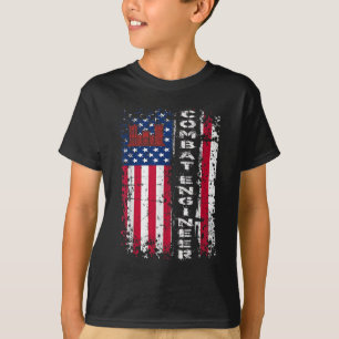 Camiseta Ingeniero de Combate con la bandera estadounidense