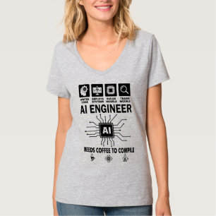 Camiseta Ingeniero de IA divertido necesita café para compi