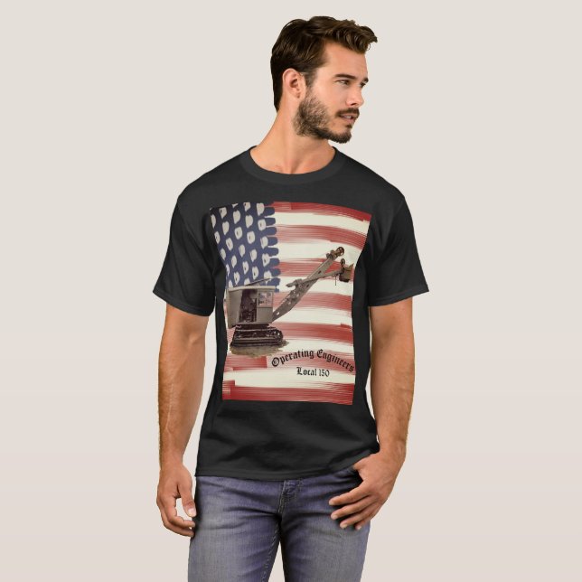 Camiseta Ingeniero de operaciones Shovel US Flag Personaliz (Anverso completo)