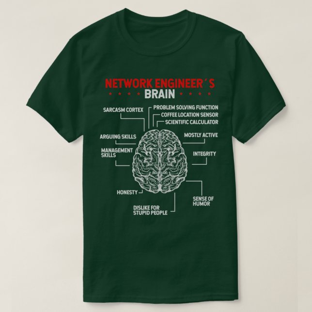 Camiseta Ingeniero de red de servidores cerebrales de ingen (Diseño del anverso)