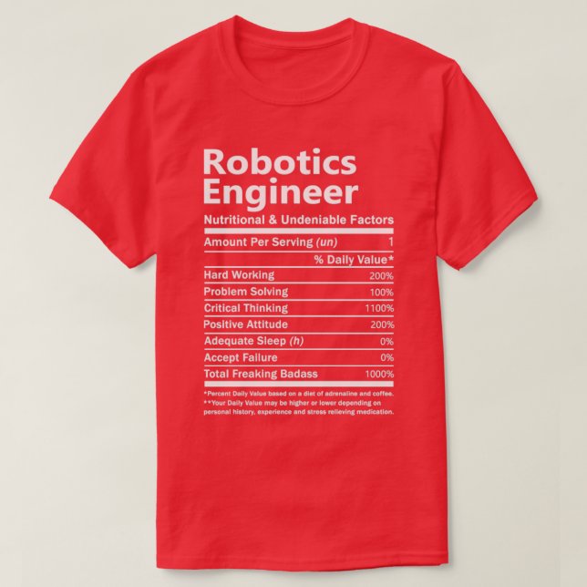 Camiseta Ingeniero De Robótica Nutricional Y Undeni (Diseño del anverso)