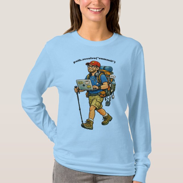 Camiseta Ingeniero de software que va de excursión con una  (Anverso)