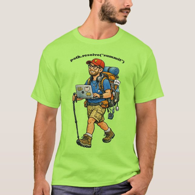 Camiseta Ingeniero de Software que va de excursión con una  (Anverso)