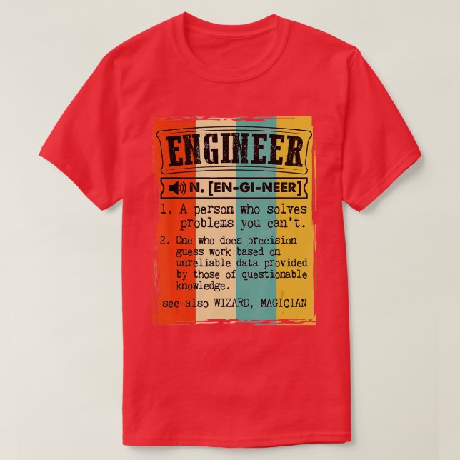 Camiseta Ingeniero Dictionary Definition Funny Vintage (Diseño del anverso)