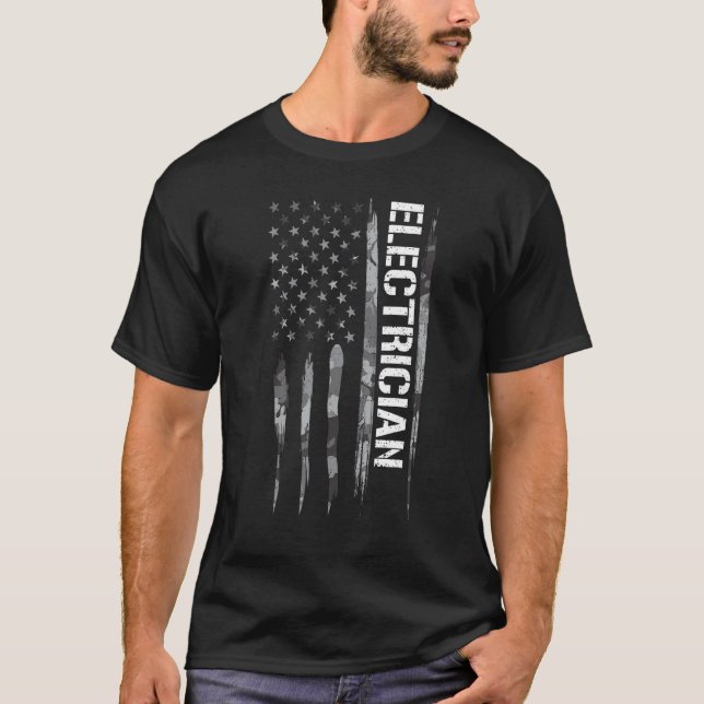 Camiseta Ingeniero eléctrico Bandera estadounidense (Anverso)
