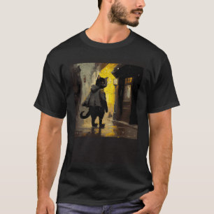 Camiseta Ingeniero Gato Negro Lloviendo