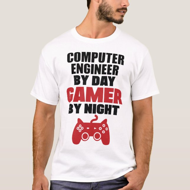Camiseta Ingeniero informático por jugador de día por noche (Anverso)