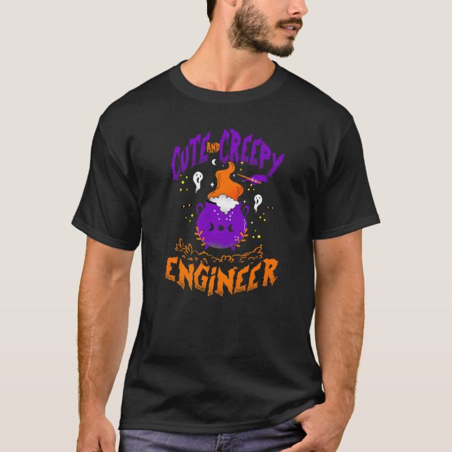 Camiseta Ingeniero ingeniero discreto y temerario Halloween (Anverso)