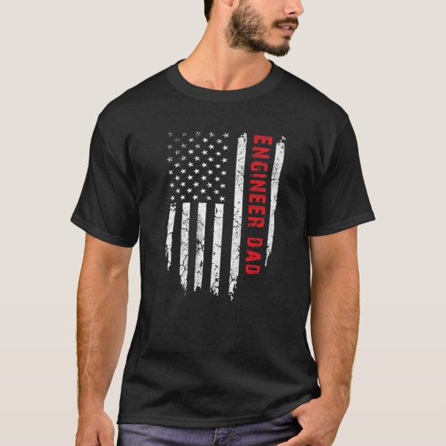 Camiseta Ingeniero masculino papá norteamericano bandera No (Anverso)