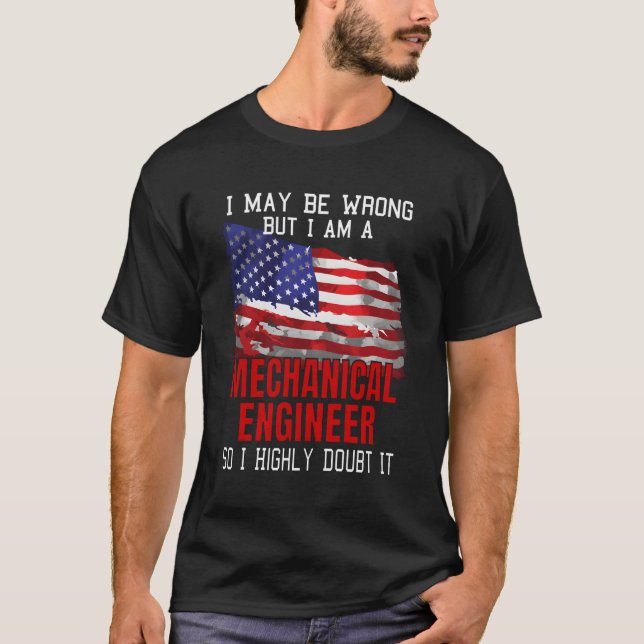Camiseta Ingeniero Mecánico Bandera Estadounidense Funny Us (Anverso)