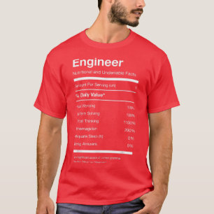 Camiseta Ingeniero Nutrición Hechos Nutricionales Graciosos