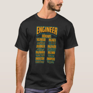 Camiseta Ingeniero Palabras Idiomas  Ingeniería Mecánica Ci