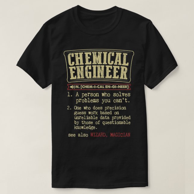Camiseta Ingeniero Químico Regalo Graciosa Definición De Di (Diseño del anverso)