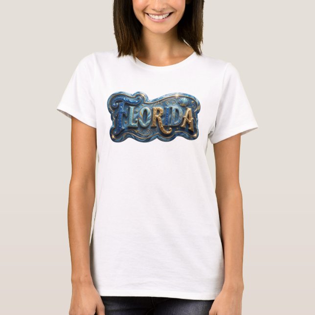 Camiseta ingeniosa de Florida con lema en oro (Anverso)