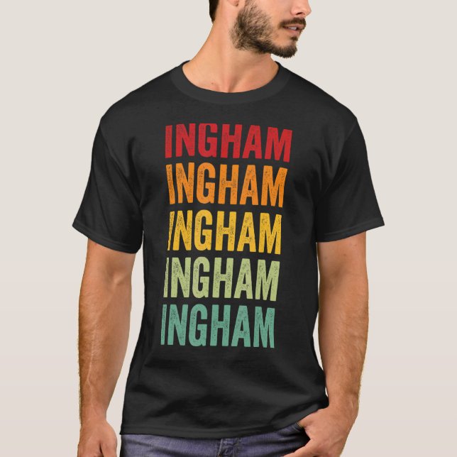 Camiseta Ingham County Michigan Rainbow Text Design (Anverso)