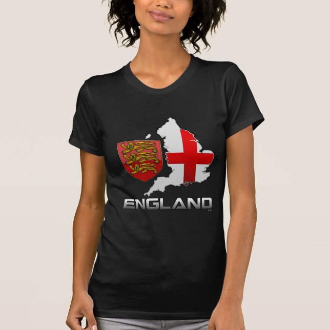 Camiseta Inglaterra: Armas, bandera y mapa (Anverso)