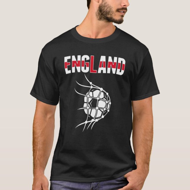 Camiseta Inglaterra Balón De Fútbol En Red Apoyo Al Fútbol  (Anverso)