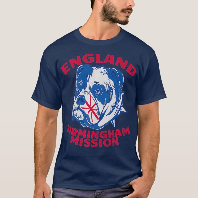 Camiseta Inglaterra Misión Birmingham LDS Mormón Misionero (Anverso)