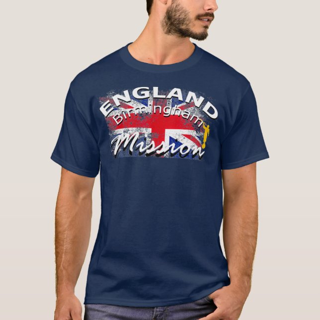 Camiseta Inglaterra Misión Birmingham Mormon LDS Misionero (Anverso)