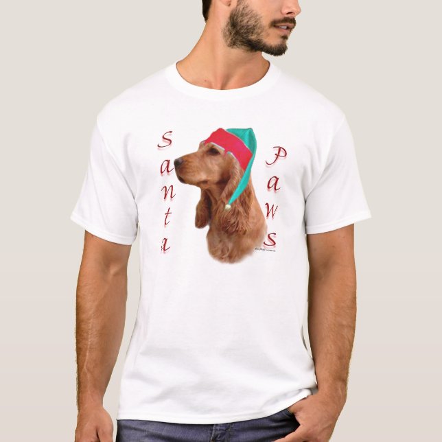Camiseta Inglés Cocker Spaniel (rojo) Santa Paws (Anverso)